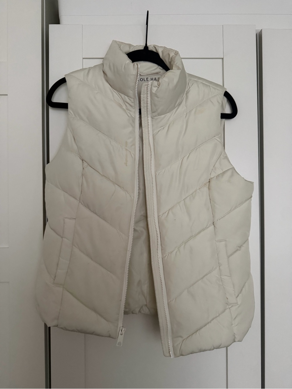 Cole Haan Ivory Quilted Puffer Vest